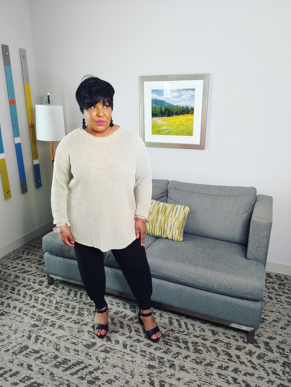 Zenana Cream Waffle Knit Sweater | Plus Size Lightweight Pullover